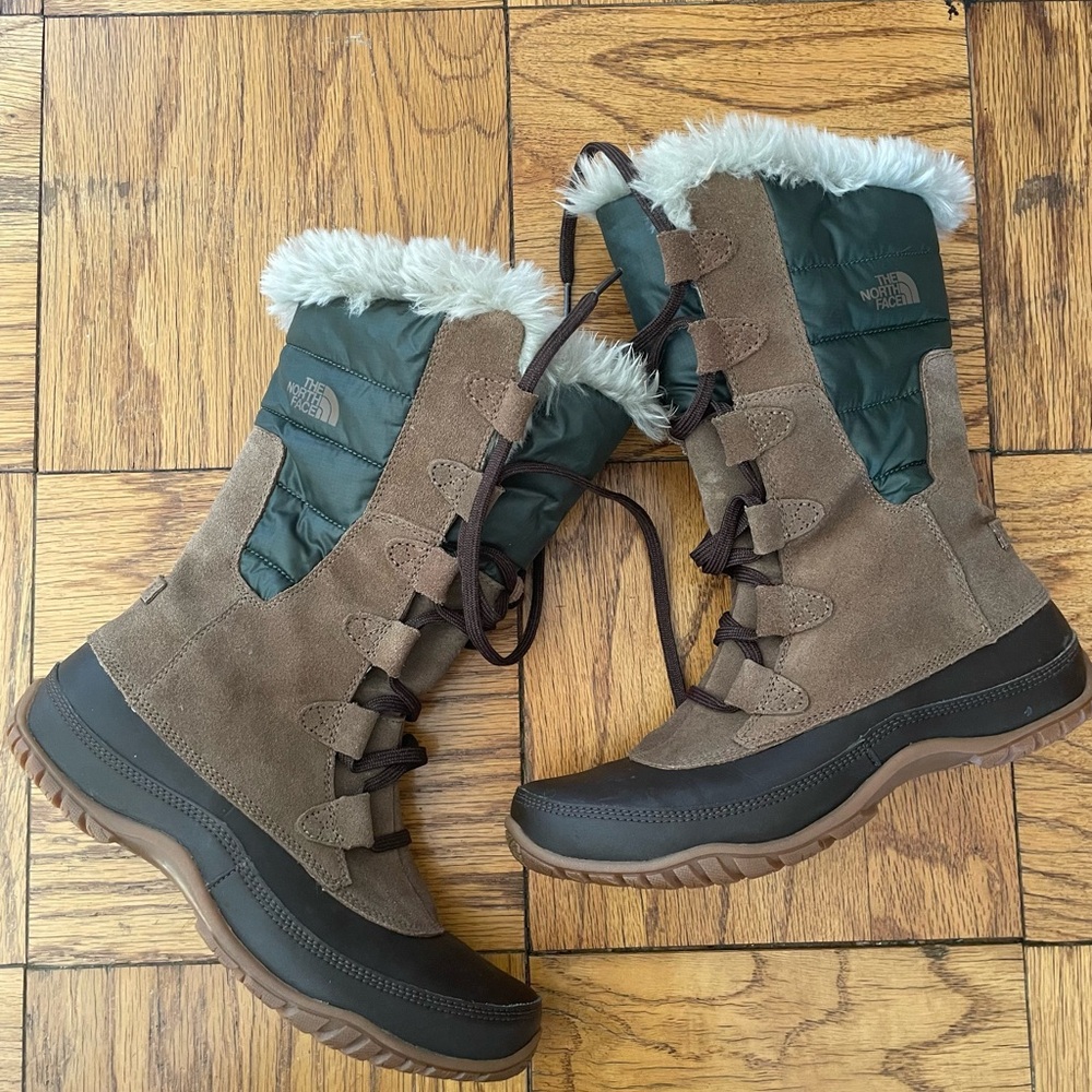Women's Brown and Green Winter Boots